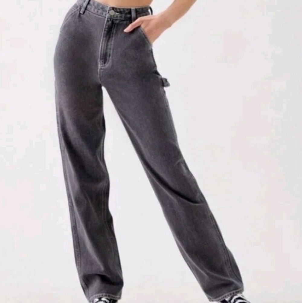 Vintage Pacsun 90's BF Carpenter Jeans Womens Size 26 Cargo Pockets  Denim Grey